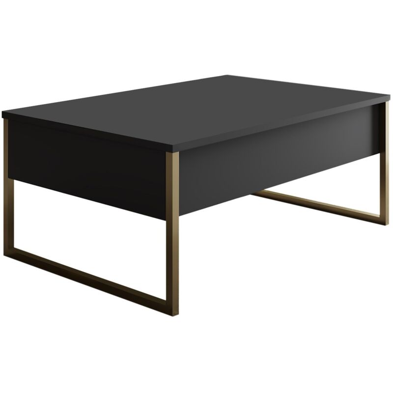 Table basse 2 tiroirs mélaminé gris et blanc Sed 110cm-Anthracite/Doré Table basse 2 tiroirs mélaminé gris et blanc Sed 110cm-Anthracite/Doré