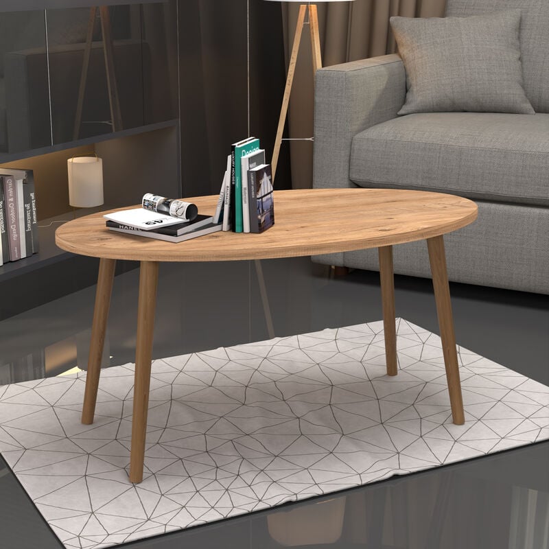 [en.casa] - Table basse Sindal ovale 41 x 90 x 50 cm naturel