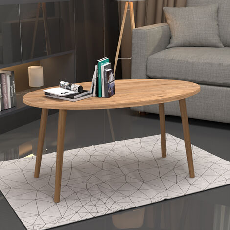 Table basse Sindal ovale 41 x 90 x 50 cm naturel [en.casa] 81542658