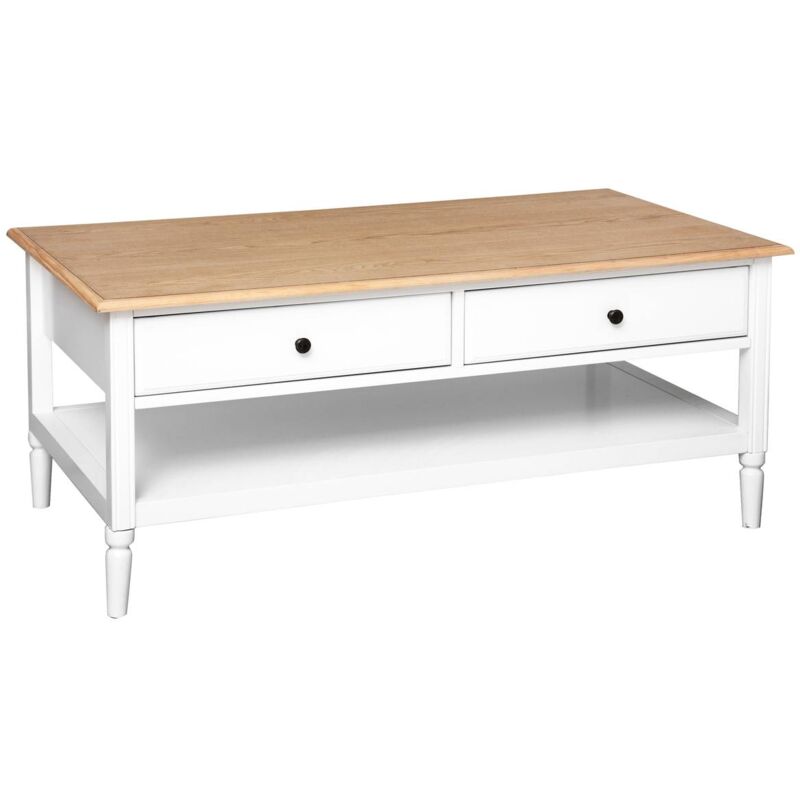 Table basse Solen bois blanc 110x60cm Atmosphera créateur d'intérieur - Blanc