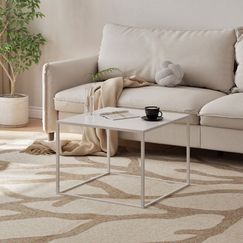 table basse solund avec plateau carré acier 60 x 60 x 45 cm blanc mat