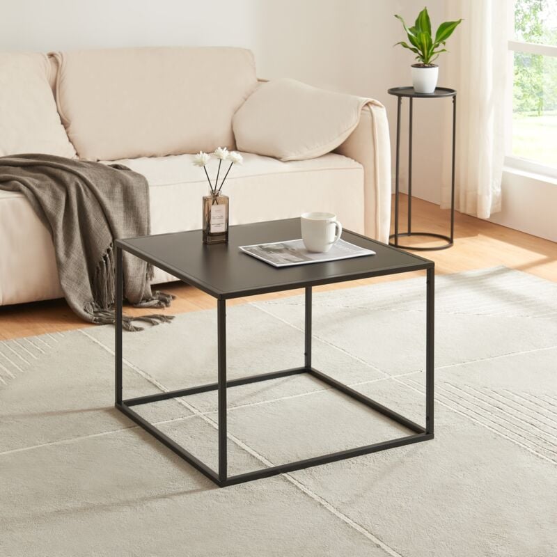 table basse solund avec plateau carré acier 60 x 60 x 45 cm noir mat