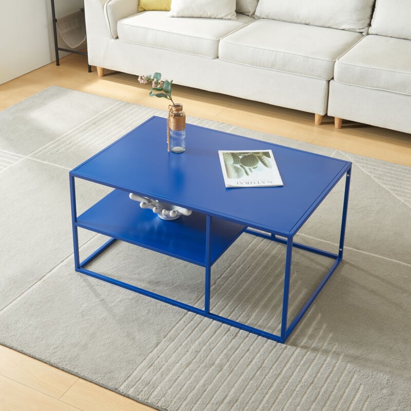 [en.casa] - Table basse Solund du Salon Rectangulaire 45 x 90 x 60 cm bleu foncé