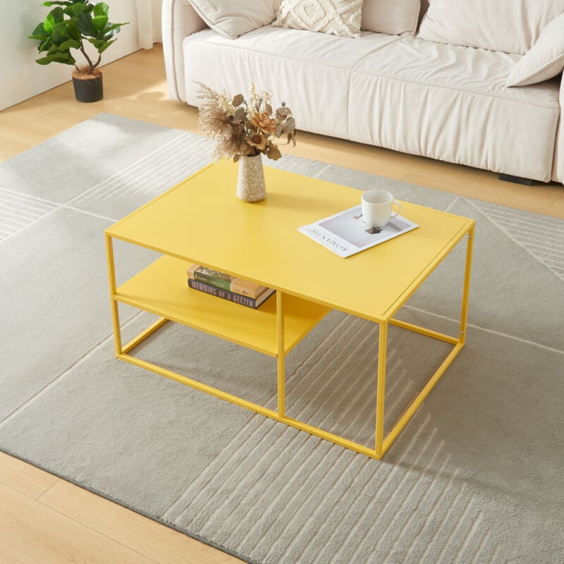 [en.casa] - Table basse Solund du Salon Rectangulaire 45 x 90 x 60 cm jaune