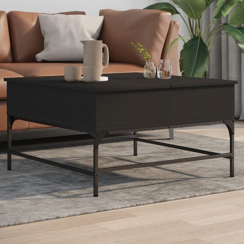 Vidaxl - Table basse noir 80x80x45 cm bois d'ingénierie et métal