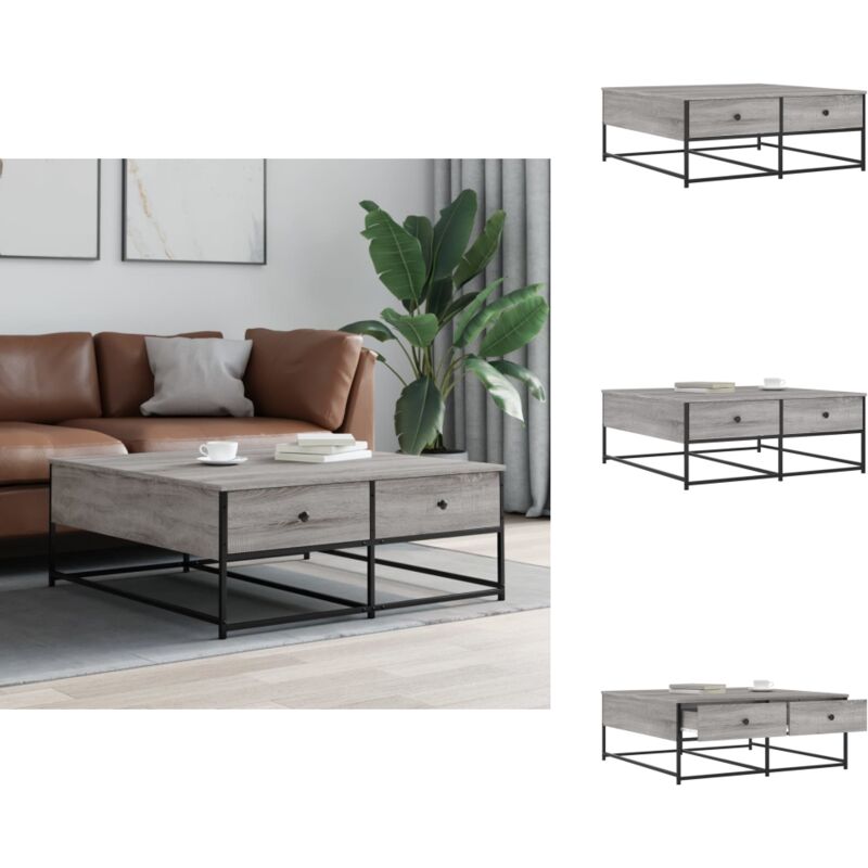 Table basse sonoma gris 100x99x40 cm bois d'ingénierie - Table Basse - Meuble Salon - Table D'appoint - Table Côté Canapé - Design Moderne