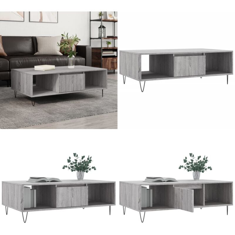Vidaxl - Table basse sonoma gris 104x60x35 cm bois d'ingénierie - Table Basse - Meuble Salon - Table D'appoint - Table Design - Table Ronde - Home &