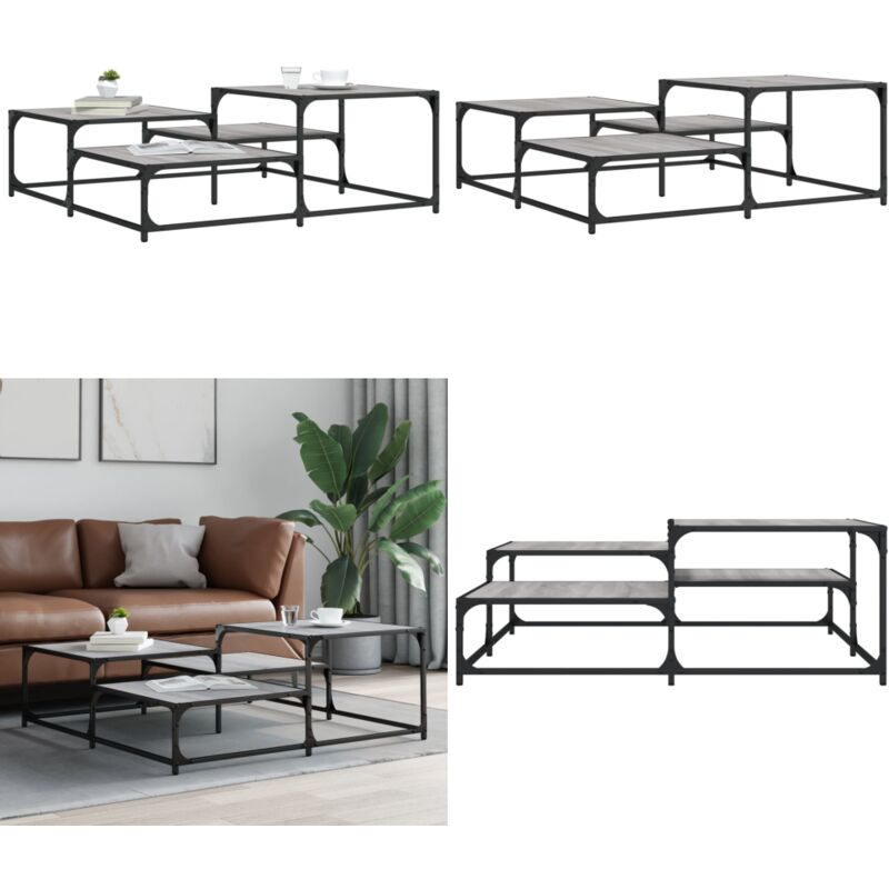 Vidaxl - Table basse sonoma gris 107x107x40 cm bois d'ingénierie - Table Basse - Meuble Salon - Table D'appoint - Design Industriel - Table Ronde