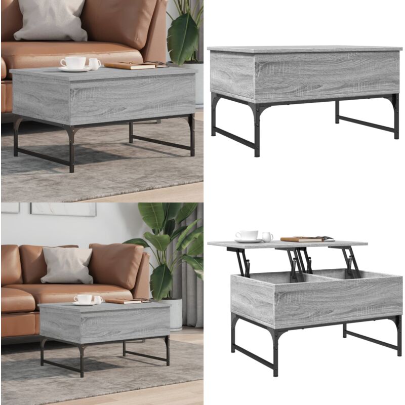Vidaxl - Table basse sonoma gris 70x50x40 cm bois d'ingénierie et métal - Table Basse - Meuble Salon - Table D'appoint - Design Moderne - Table
