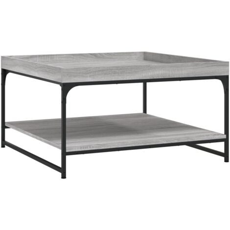 Table basse sonoma gris 80x80x45 bois d'ingénierie et fer