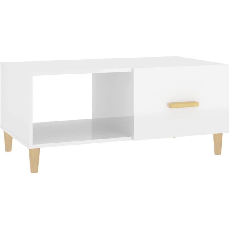Vidaxl - Table basse Blanc brillant 89,5x50x40 cm Bois d'ingénierie