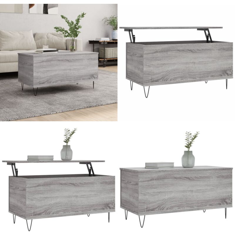 Vidaxl - Table basse Sonoma gris 90x44,5x45 cm Bois d'ingénierie - Table Basse - Meuble Salon - Table D'appoint - Table Relevage - Table Ronde - Home
