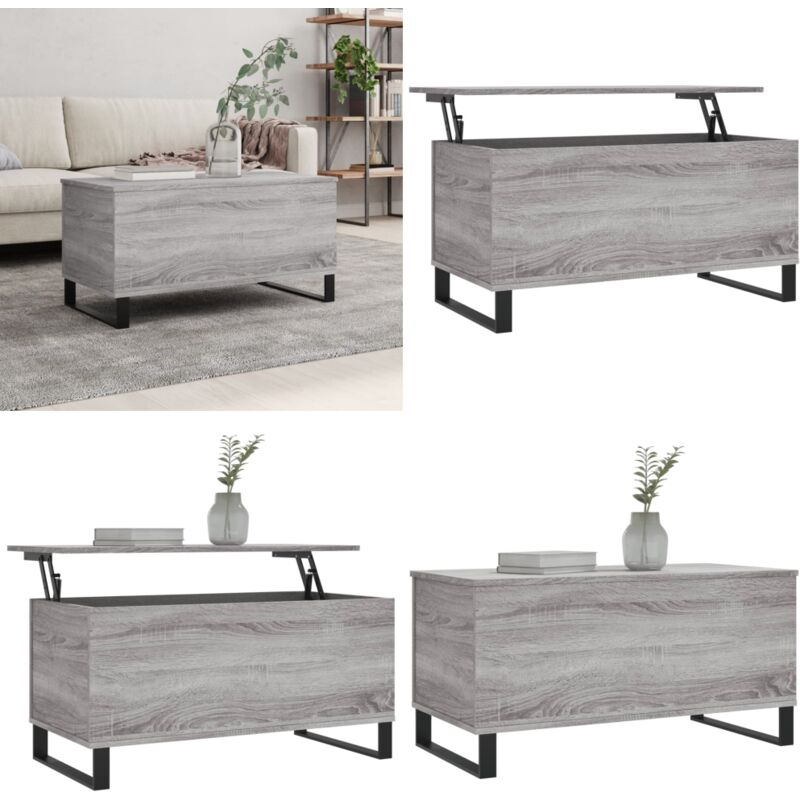 Vidaxl - Table basse Sonoma gris 90x44,5x45 cm Bois d'ingénierie - Table Basse - Meuble Salon - Table D'appoint - Table Relevageble - Table