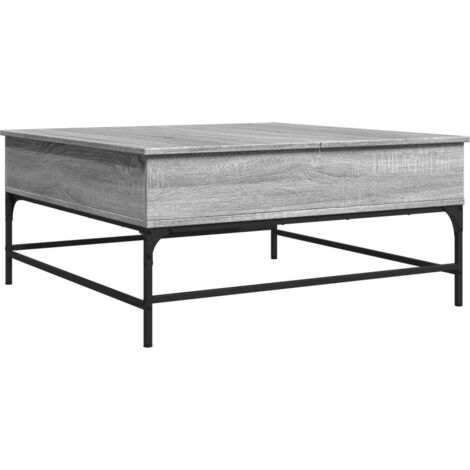Table basse sonoma gris 95x95x45 bois d'ingénierie et métal