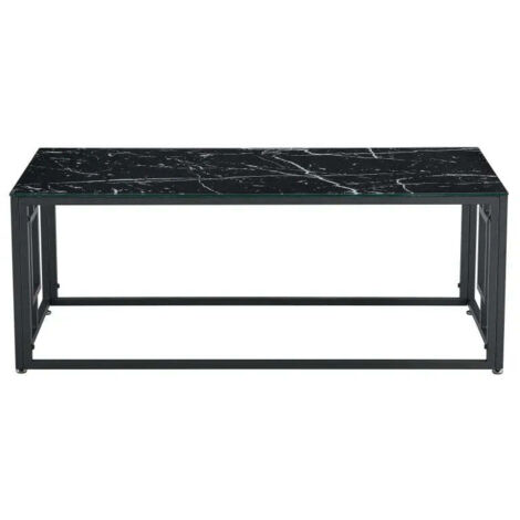 Table basse SOPHIE  pieds en métal noir 120 cm - Marbré noir
