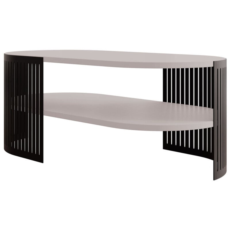 Mobilier1 - Table basse Sordore 118, Noir + Cachemire, 40x50x100cm, Diamètre: 0, Stratifié, Ovale