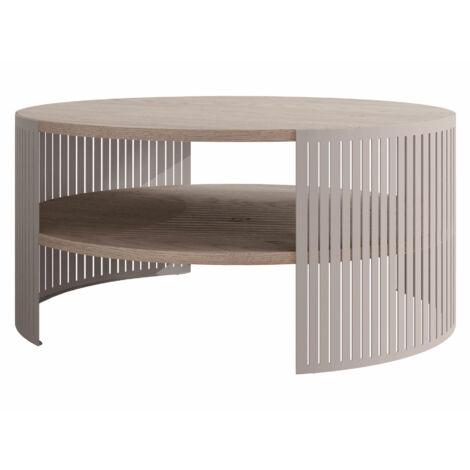 Table basse Sordore 124, Cachemire + Clair bois, 40x0x0cm, Diamètre: 75, Stratifié, Rond