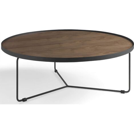 Table basse structure en métal et housse nogal - Noyer