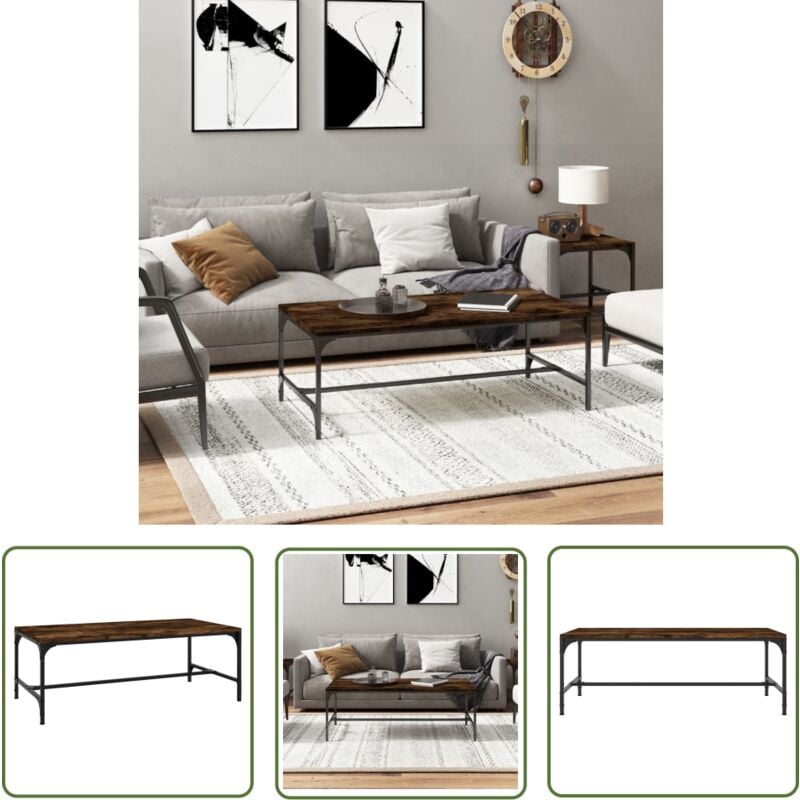 Maison Chic - The Living Store Table basse Chêne fumé 80x50x35 cm Bois d'ingénierie - Table Basse - Meuble Industriel - Table D'appoint - Table Salon