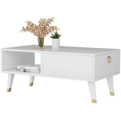 Table basse style scandinave Wakian L90cm Blanc