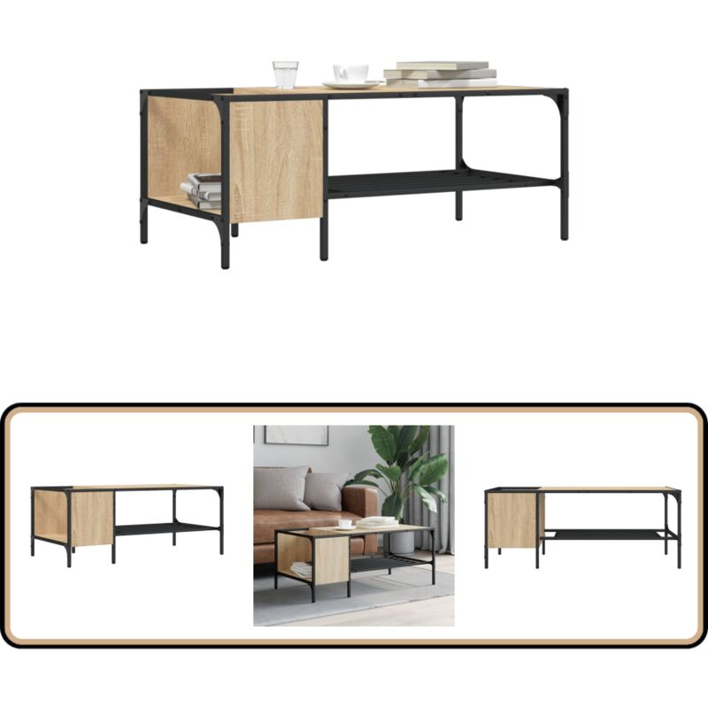 Table basse support chêne sonoma 100x51x40cm bois d'ingénierie - Table Basse - Meuble Salon - Table D'appoint - Bout De Canapé - Table Design