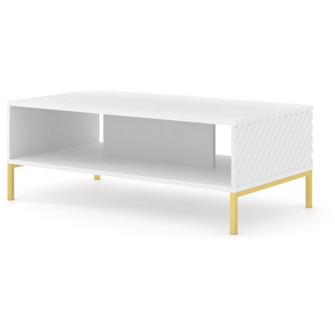 Table basse SURF 90x60 cm fraisé blanc mat + pieds
