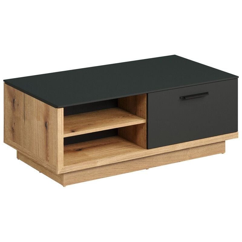 Table Basse Synnax, Panneau Aggloméré Mélaminé, Anthracite, Marron, 110x42x60 cm