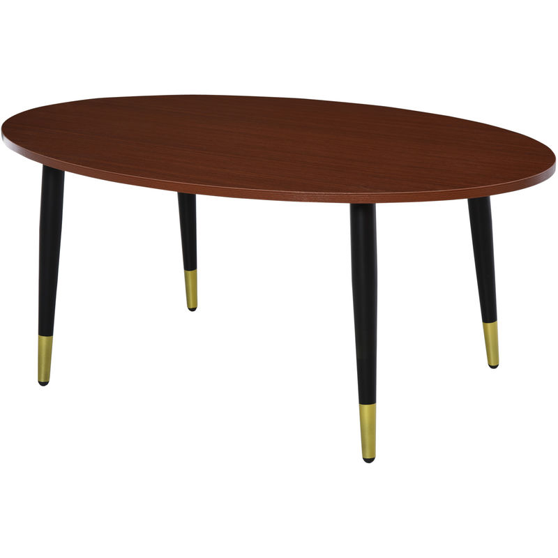 Table basse table d'appoint ovale multifonctionnelle dim. 100 x 60 x 42 cm aspect teck foncé - Marron