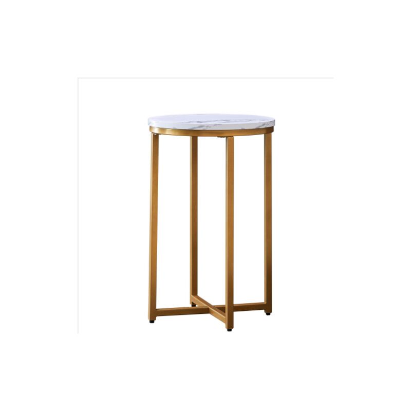 table basse/table d'appoint classique et simple plateau de table couleur marbre capacite poids 25 kgs d40cm x h62cm or