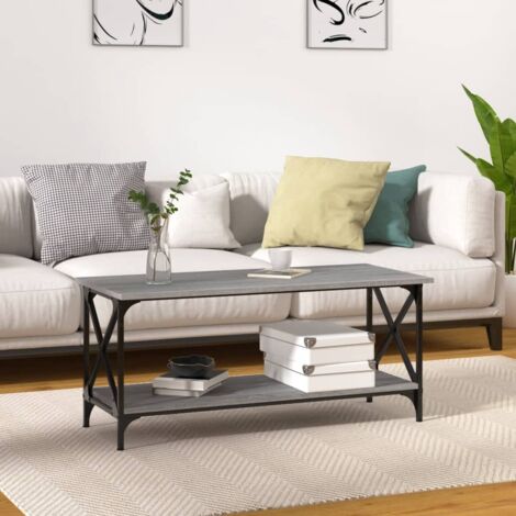 Table basse, Table d'appoint, Design Moderne,Table de Salon Sonoma gris 100x45x45 cm Bois d'ingénierie et fer XZZ21910465