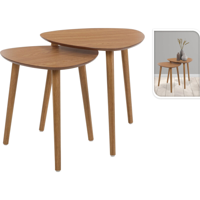 Ikodm - Table basse Table d'appoint en mdf couleur naturelle s/2 45 x 44,5 cm 40 x 41 cm