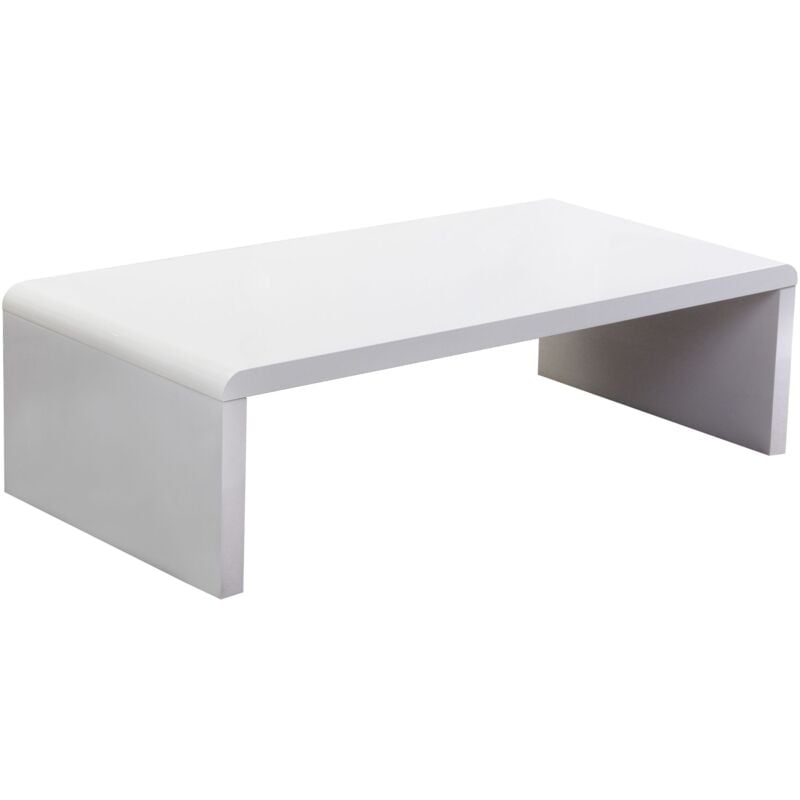 Beliani - Table Basse 120 x 60 cm en mdf Blanc Finition Brillante Style Minimaliste Milwaukee