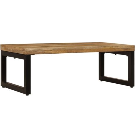 Table basse Table d'appoint pour Salon Chambre - 100x50x35 cm Bois de manguier solide et acier BV181810 - BonneVie