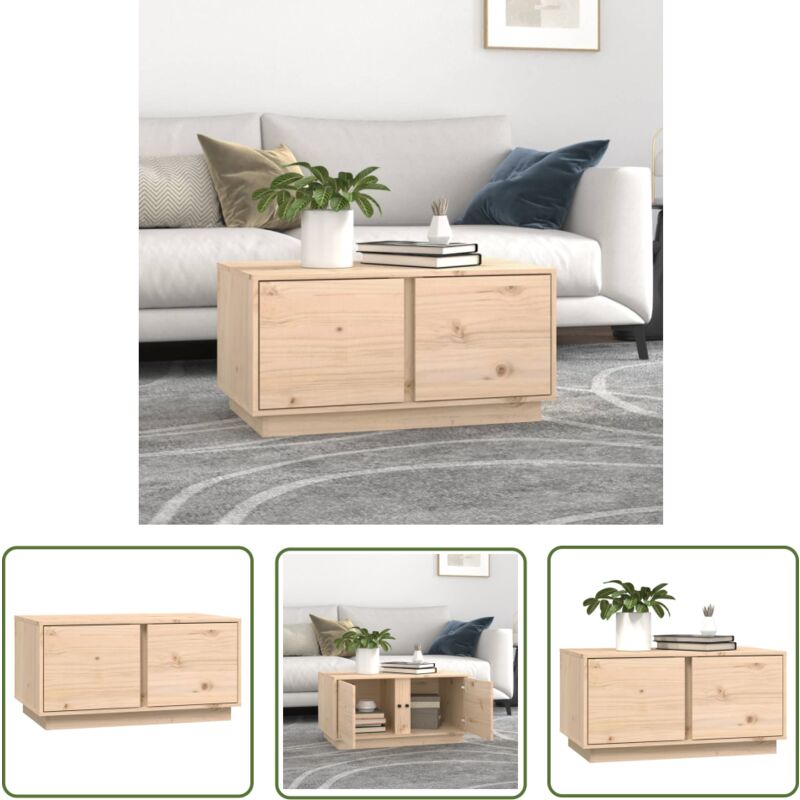 The Living Store Table basse 80x50x40 cm Bois massif de pin - Table Basse - Meuble TV - Table D'appoint - Table Design - Bois Massif