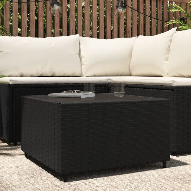Table basse Table d'appoint pour Salon Chambre - de jardin Carré Noir 50x50x30 cm Résine tressée BV995475 - Noir