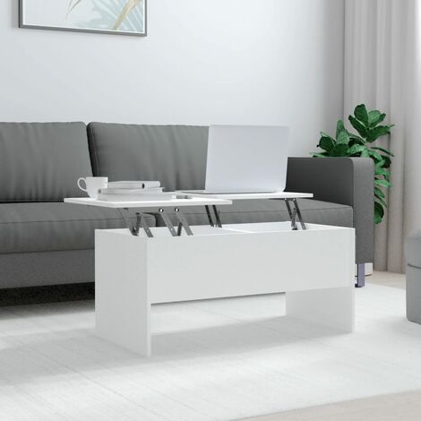 Table basse  Table d’Appoint salon, style industriel Blanc 102x50,5x46,5 cm Bois d'ingénierie BV69246
