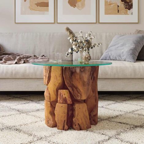 Table basse  Table d’Appoint salon, style industriel Bois flottant de teck massif 60 cm BV67930