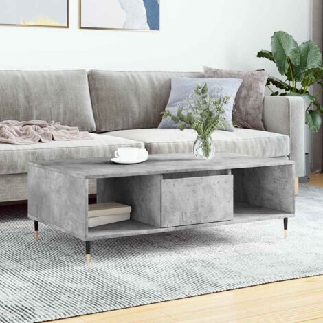 Table basse  Table d'appoint  Table de Salon gris béton 104x60x35 cm bois d'ingénierie XRKJ861301