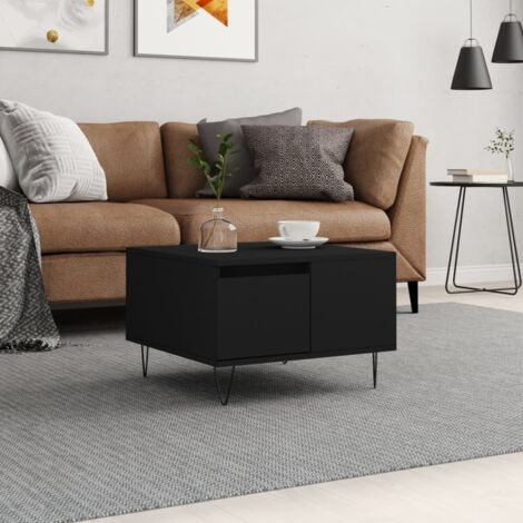 Table basse  Table d'appoint  Table de Salon noir 55x55x36,5 cm bois d'ingénierie XRKJ960688