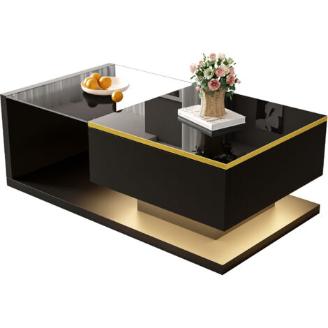 Table basse  Table d'appoint   Table de Salon Noir Panneau de particules agglomérées 90x50x32.5 cm