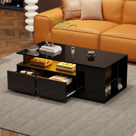 Table basse Table d'appoint Table de salon Table à café Noir Panneau de particules agglomérées 100x50x35 cm