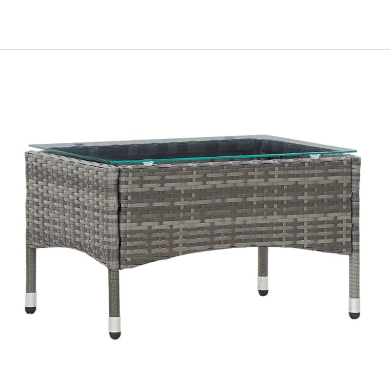 Table basse Table de jardin terrasse Gris 60x40x36 cm Résine tressée