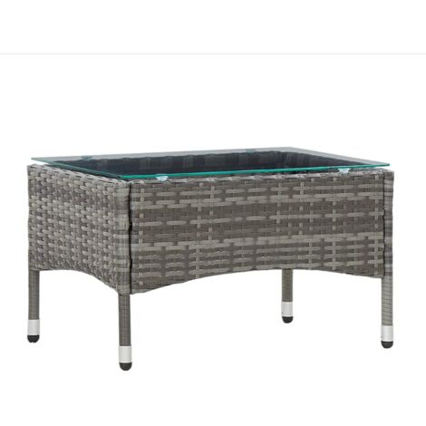Table basse Table de jardin terrasse Gris 60x40x36 cm Résine tressée - gris