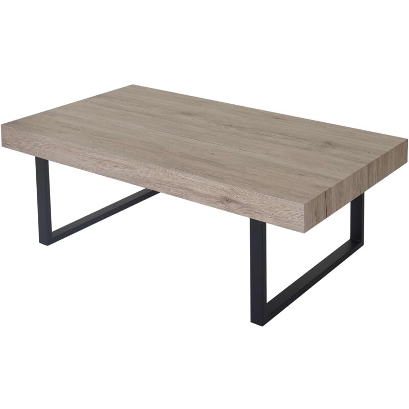 Table basse table de salon 40x110x60 cm en bois de peuplier et pieds métal foncé 040008477