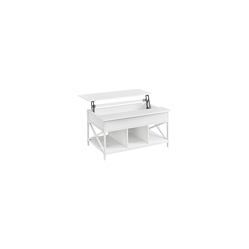Vasagle - Table Basse, Table de Salon avec Plateau Relevable, avec Rangement Ouvert et Compartiment Caché, Barres en Forme de x, 60 x 100 x (48-62)