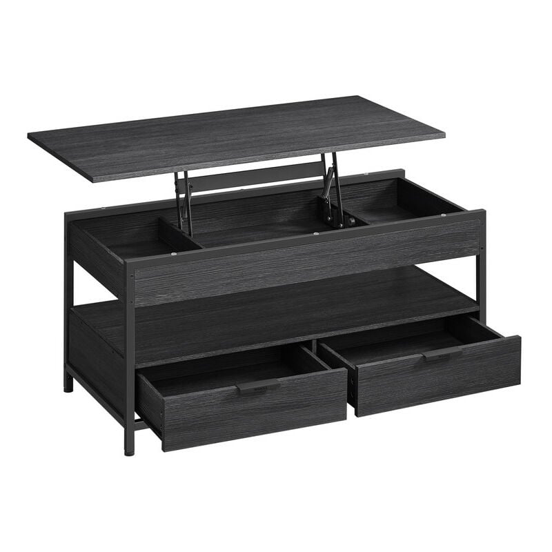 Vasagle - Table Basse, Table de Salon avec Plateau Relevable, Tiroirs de Rangement, avec Rangement Ouvert et Compartiment Caché, Gris Anthracite et