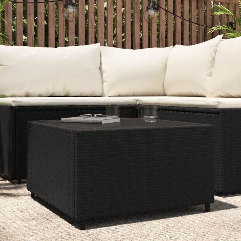 Maison Chic - Table basse Table de salon Bout de canapé de jardin Carré Noir 50x50x30 cm Résine tressée 78931