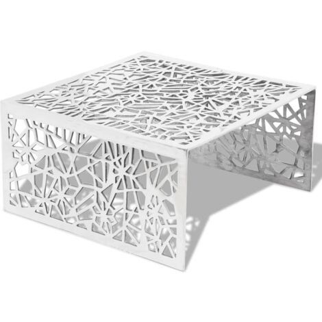 Table basse Table de salon  Bout de canapé argentée Design géométrique Aluminium 54460