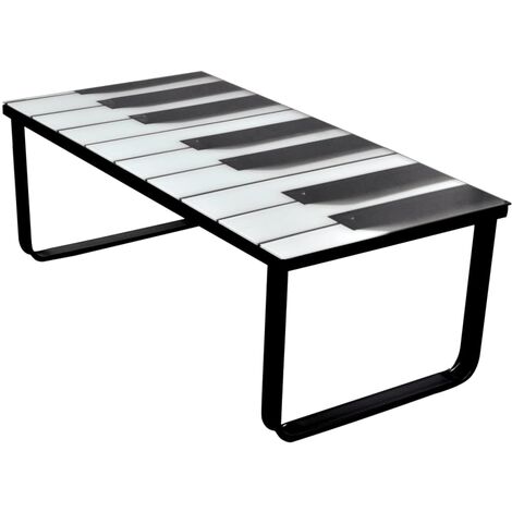 Table basse Table de salon | Bout de canapé avec impression de piano Dessus de table en verre 16941 - Multicolore