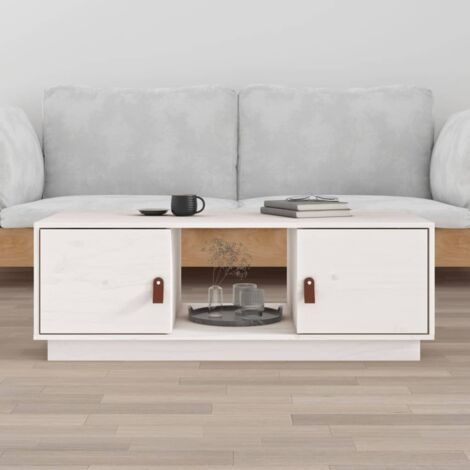 Table basse, Table de salon, Bout de canapé Blanc 100x50x35 cm Bois massif de pin WFE419121 DESIGN IN